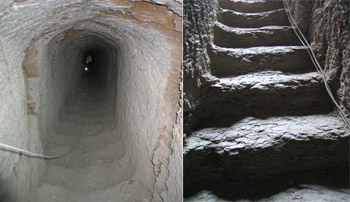 Cleaning of the steps of entrance to the TT353, before and after