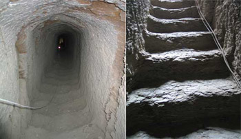 Limpieza de los escalones de entrada a la TT353, antes y despus