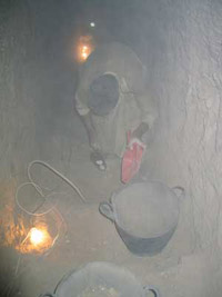 Inside the monument, during the process of cleaning in very hard conditions