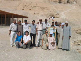 The staff: Ramadan, SCA Inspector; Ahmed; Ahmed Mohamed; Mohamed; Yasser, SCA Inspector; Naga; Haggag; Mohamed Aly; Francisco Martin Valentin; Ibrahim; Badawi; Mahmud, Guardians's Chief from Deir el Bahari; Teresa Bedman; Isabelle Rgen from IFAO and Sandrine Zanatta-Weber from IFAO