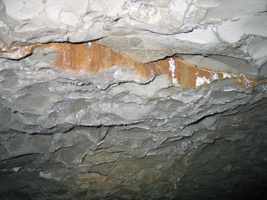 Crystallized salts in the ceiling