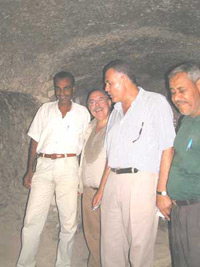 In Chamber A. Mr. Yasser, SCA Inspector, Mr. Francisco Martn Valentn, Project Manager; Mr. Ali el Asfar, SCA Manager for the West Bank; Mr. Mohamed, SCA restorer